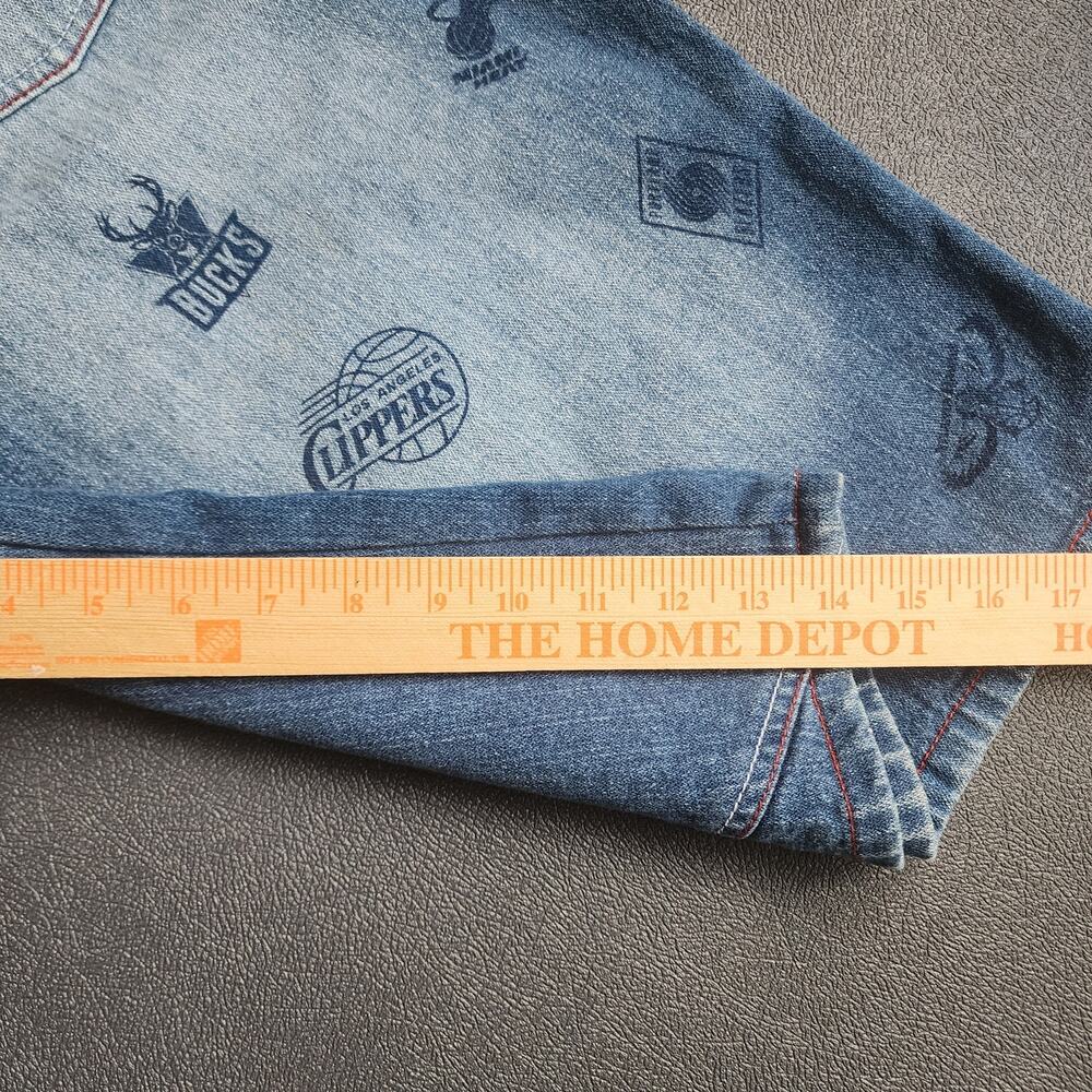 Vintage Baggy NBA UNK AOP Denim Jean Shorts 38 - Picture 9 of 10